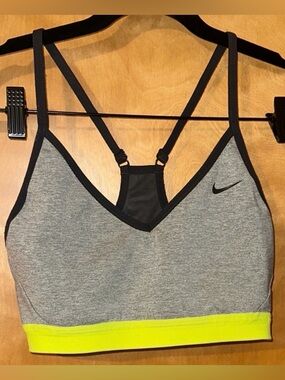 Nike Grey Sports Bra with Neon Yellow Band